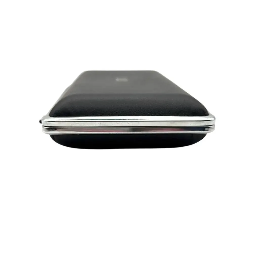 Vintage JCP Monogram Long Cigarette Case Black Textured Silver Tone Metal